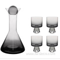 European style smoke glass carafe and tumbler set